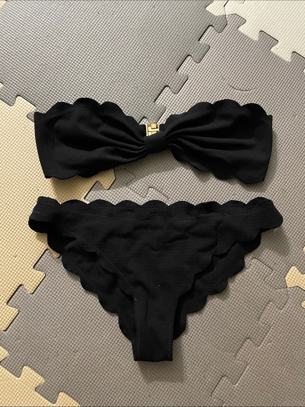 Marysia Swim Black Scalloped Bandeau Bikini